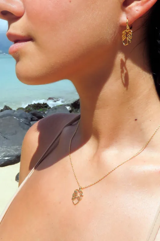 Monstera Outline Necklace sold by mahina