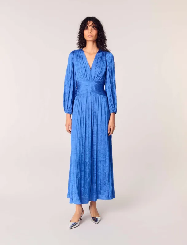 Pleated satin maxi dress sold by Maje