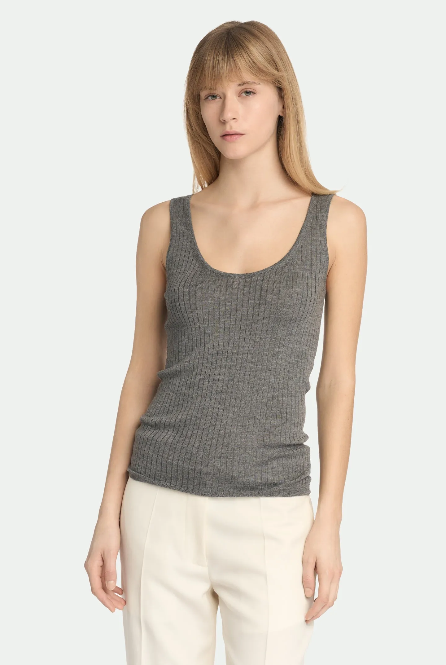 Canotta a costina in cashmere seta sold by Malo product image thumbnail 3