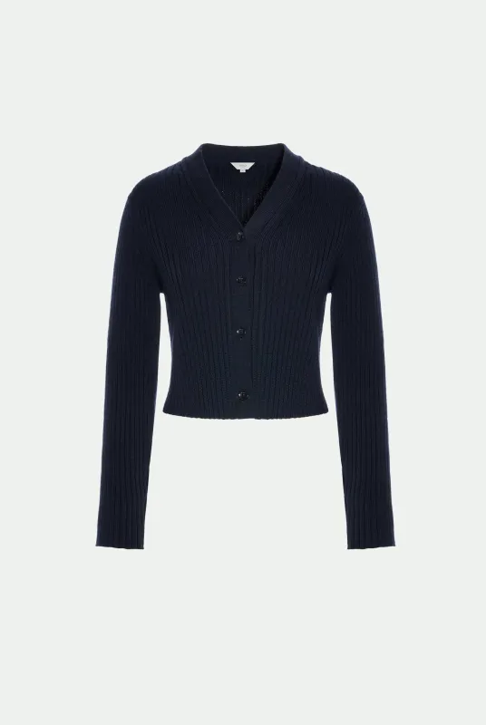 Cardigan a costa in lana vergine made by Malo