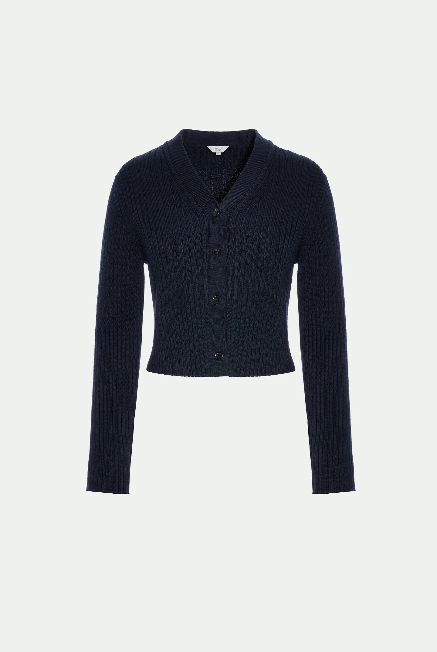 Cardigan a costa in lana vergine sold by Malo