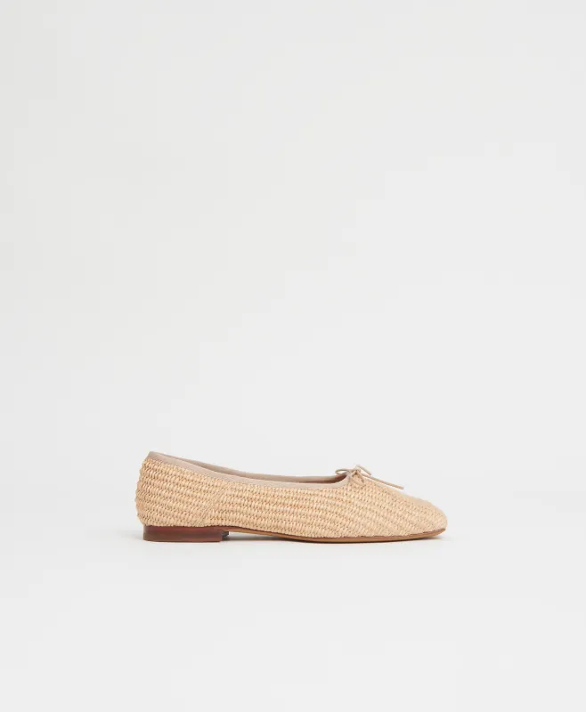 Square Toe Ballerina - Natural Raffia sold by Mansur Gavriel