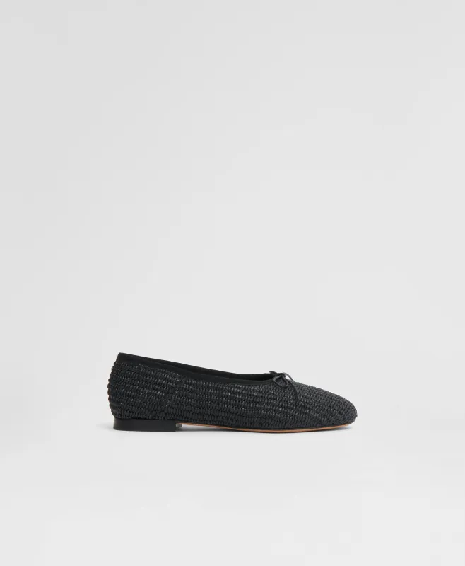 Raffia Dream Ballerina - Black sold by Mansur Gavriel