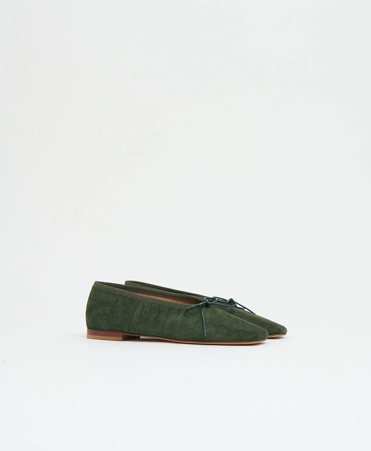 Square Toe Ballerina - Moss Suede Croc sold by Mansur Gavriel product image thumbnail 2