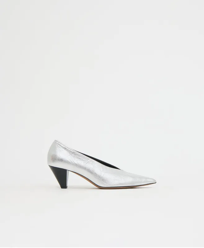 Kiki Heel - Crinkled Silver sold by Mansur Gavriel