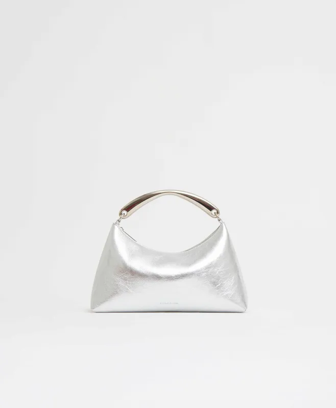 Metal Handle Rhea - Crinkled Silver sold by Mansur Gavriel
