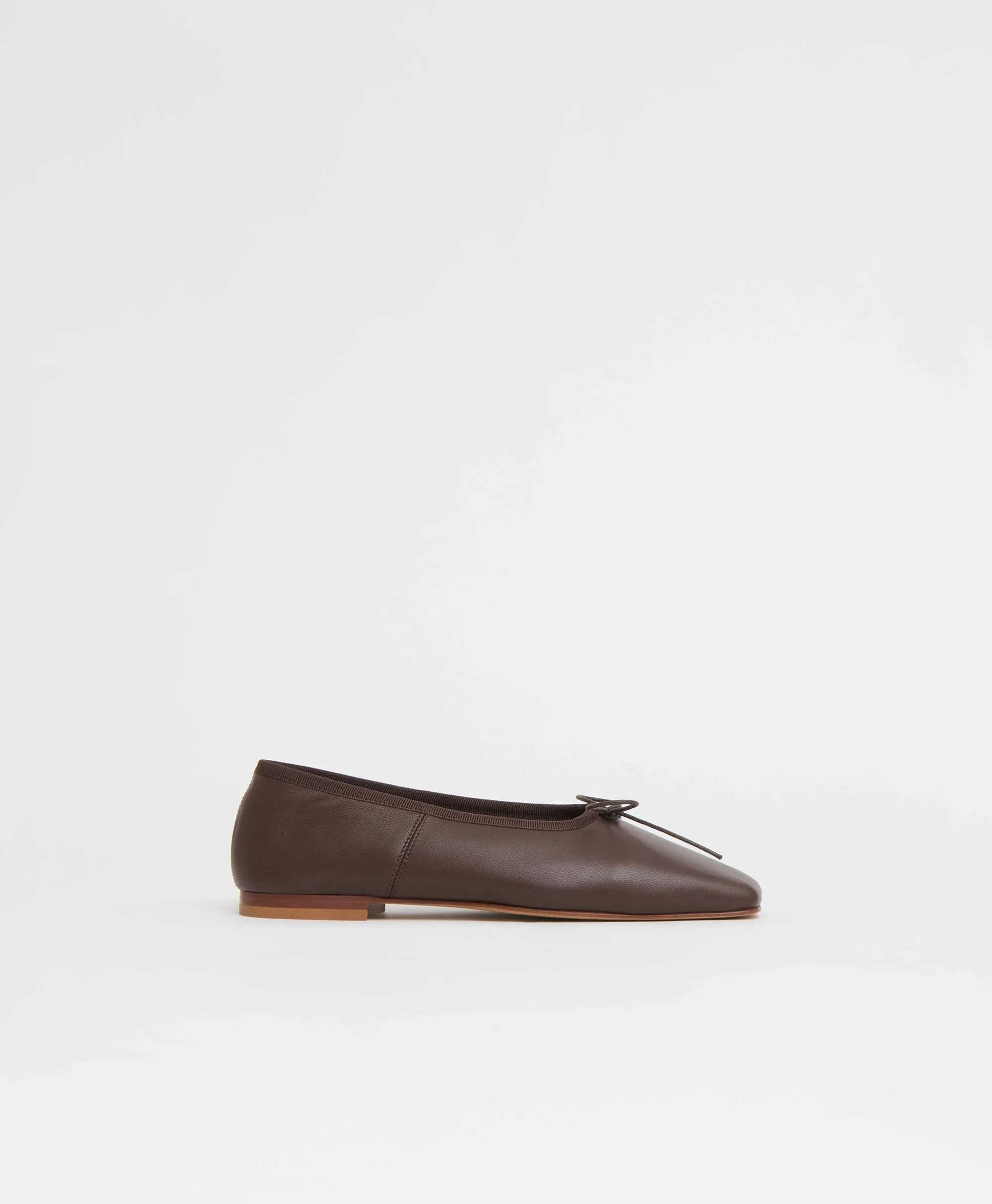 Square Toe Ballerina - Chocolate sold by Mansur Gavriel