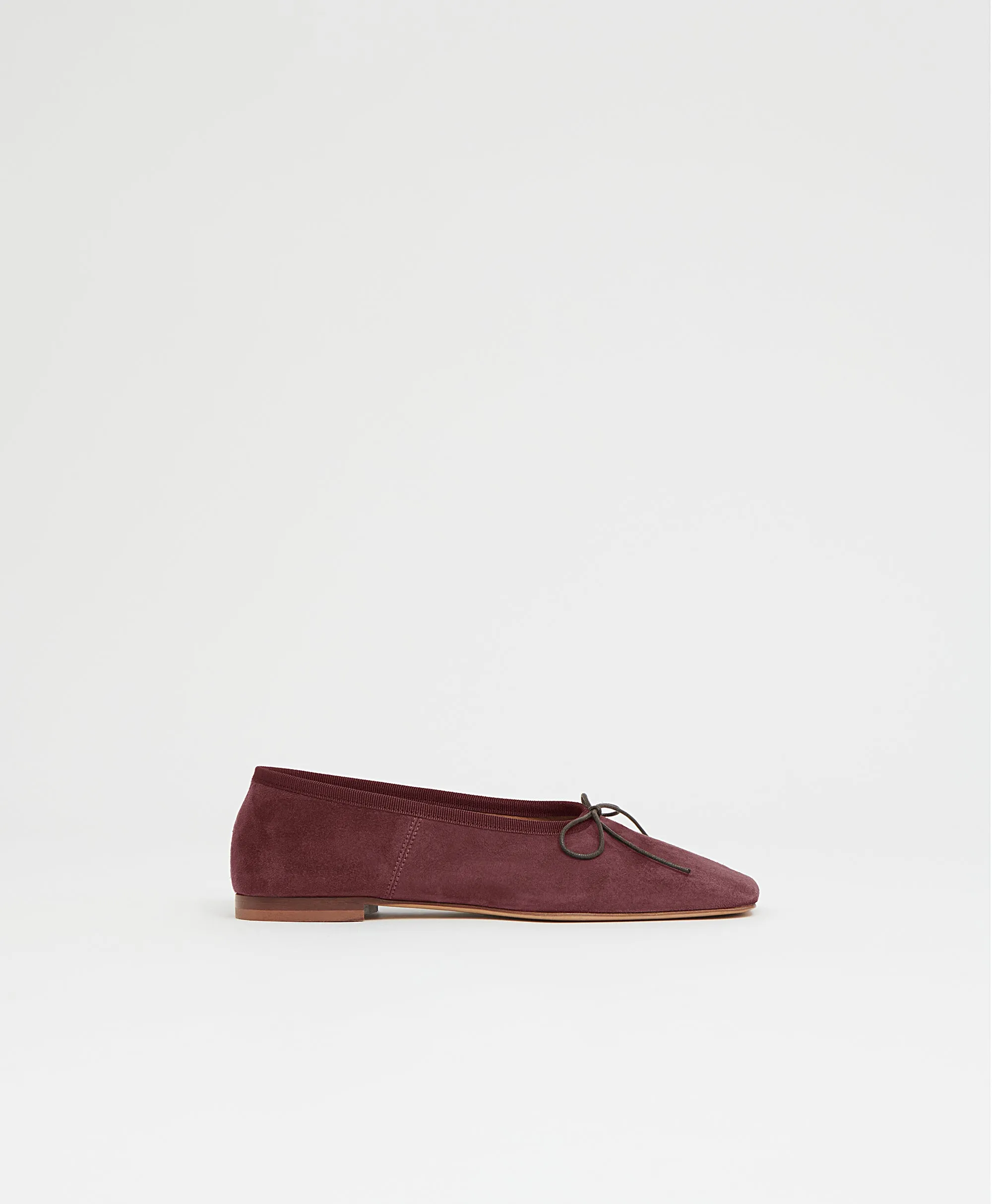 Square Toe Ballerina - Plum Suede sold by Mansur Gavriel