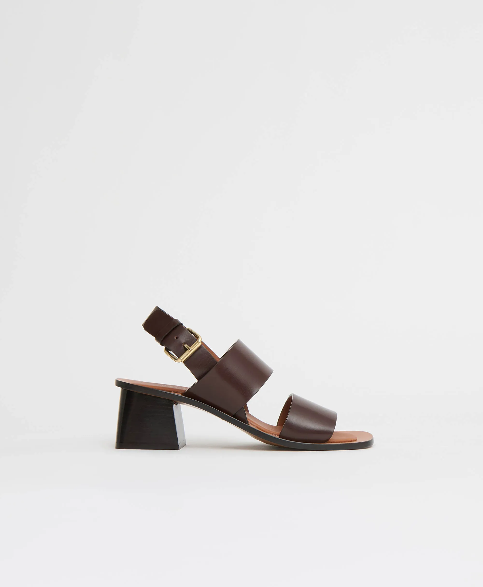 Double Strap Heeled Sandal - Chocolate sold by Mansur Gavriel
