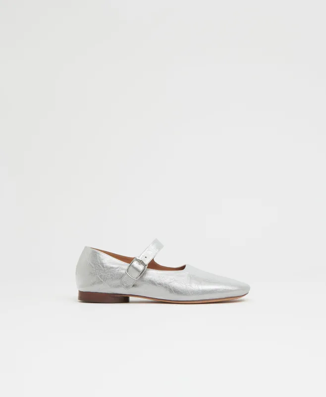 Glove Mary Jane - Crinkled Silver sold by Mansur Gavriel