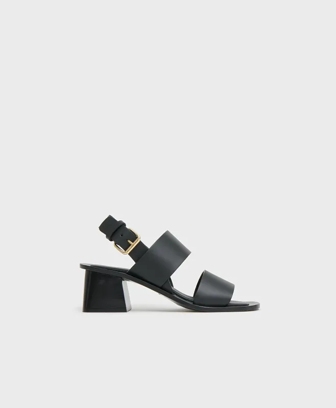 Double Strap Heeled Sandal - Black sold by Mansur Gavriel