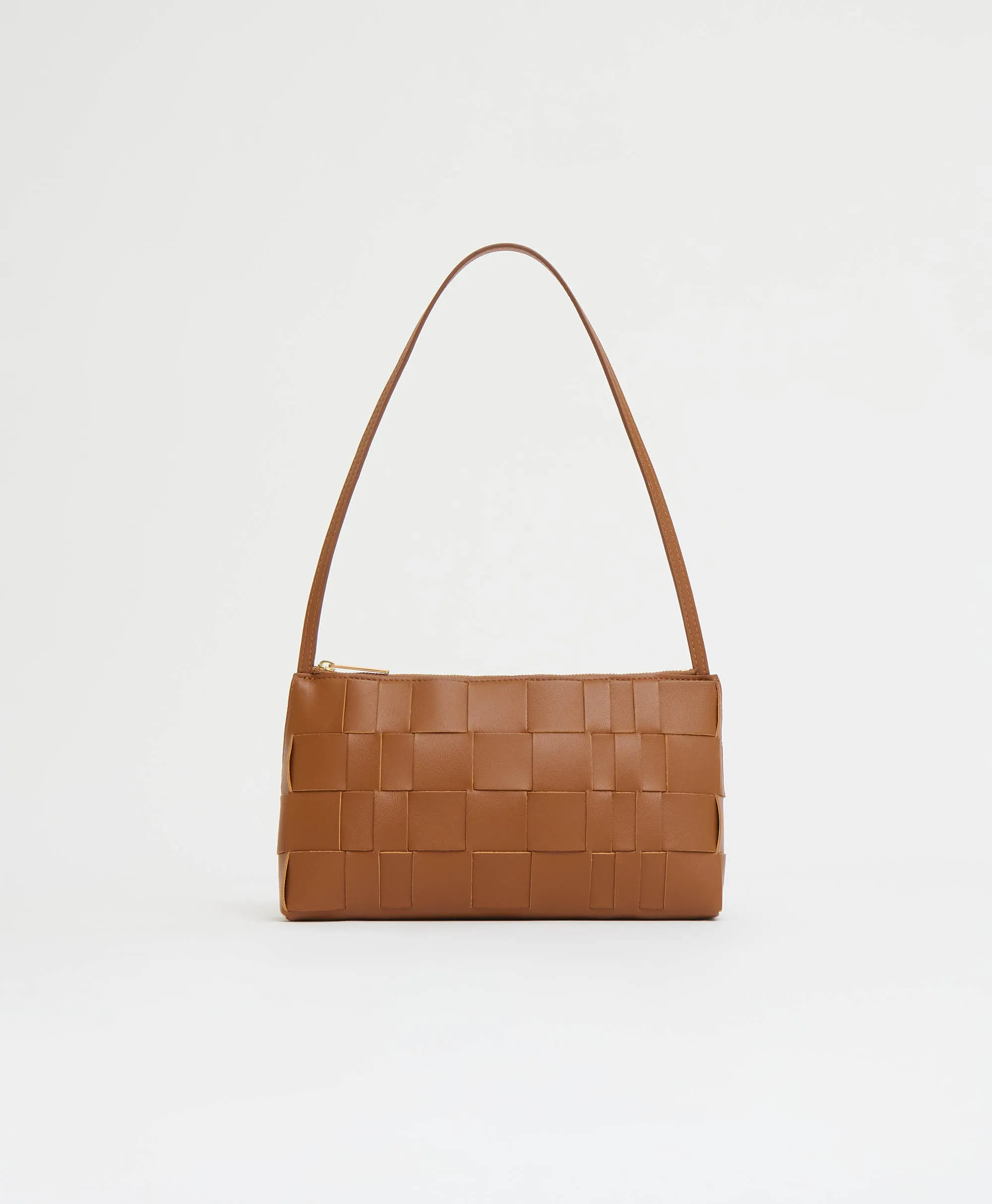 Upcycled Woven Leather Gaia Bag - Camel sold by Mansur Gavriel
