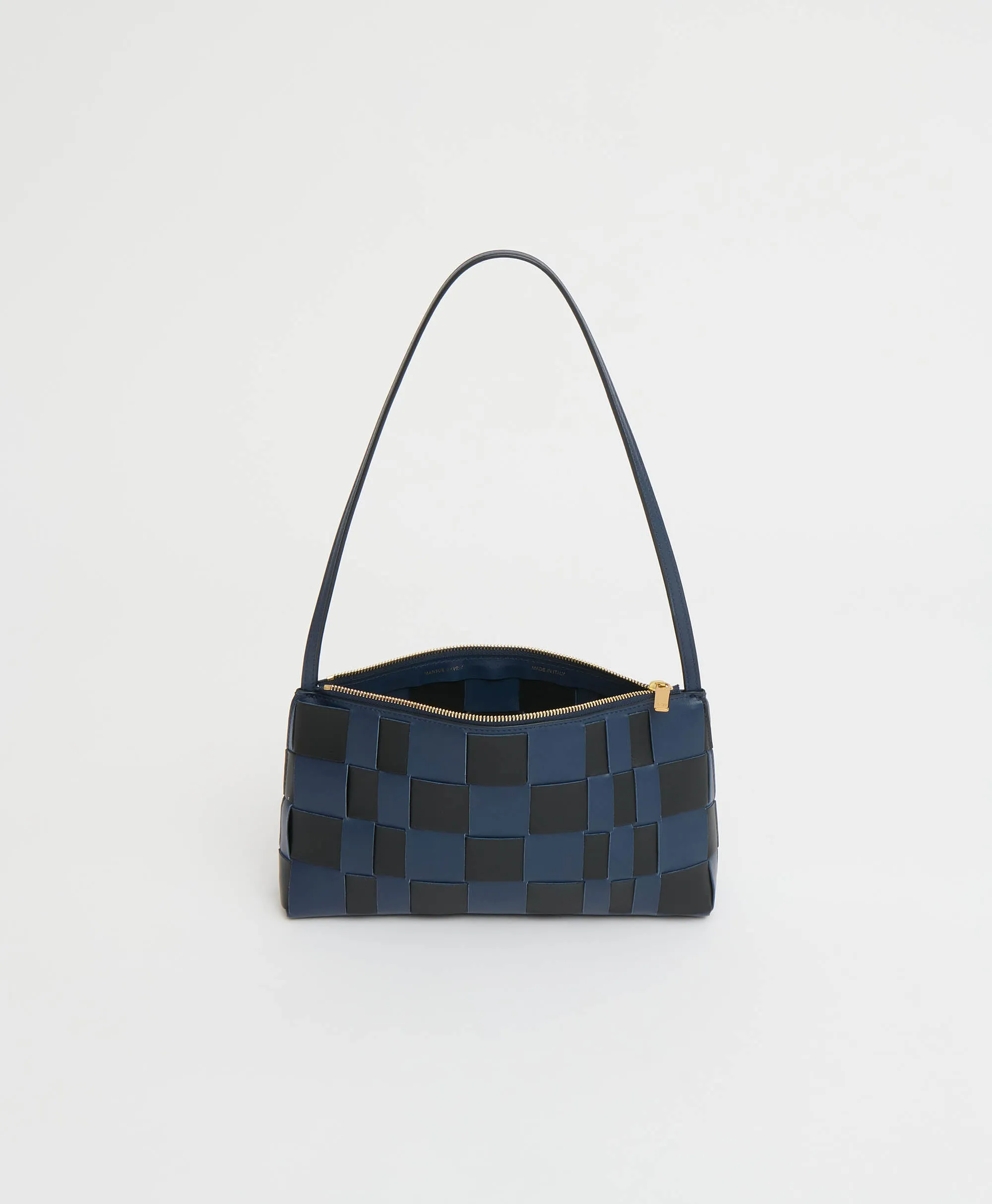 Upcycled Woven Leather Gaia Bag - Blue/Black sold by Mansur Gavriel product image thumbnail 4
