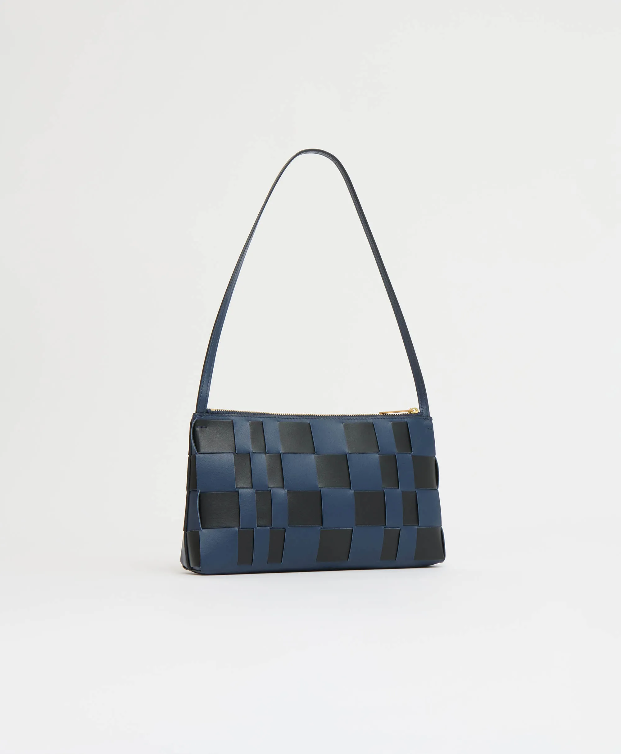 Upcycled Woven Leather Gaia Bag - Blue/Black sold by Mansur Gavriel product image thumbnail 5