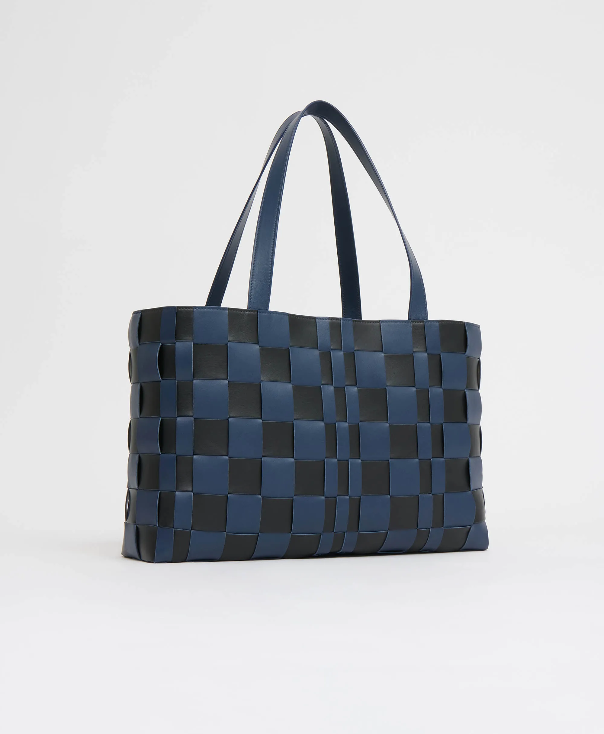 Upcycled Woven Leather Tote - Blue/Black sold by Mansur Gavriel product image thumbnail 4