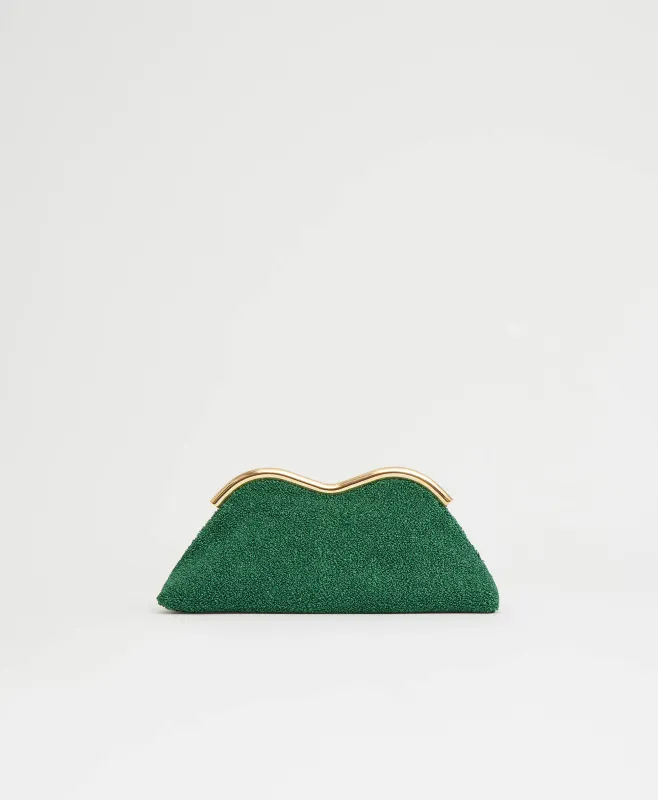 Baci Clutch - Leaf Textured Raffia sold by Mansur Gavriel