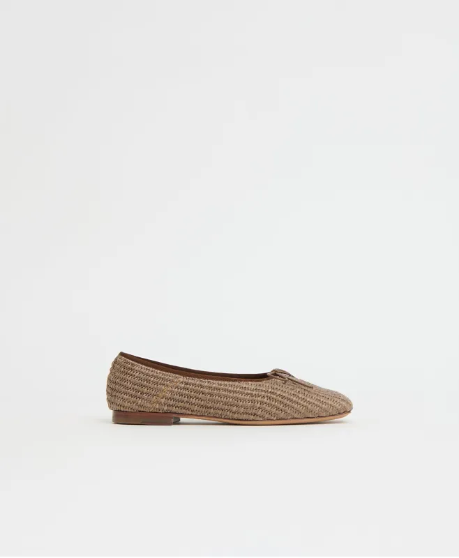 Square Toe Ballerina - Anise Raffia made by Mansur Gavriel