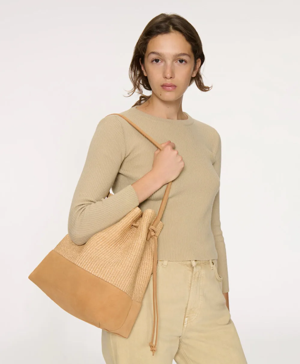 Drawstring Cabas - Natural Raffia/Budino Suede sold by Mansur Gavriel product image thumbnail 2