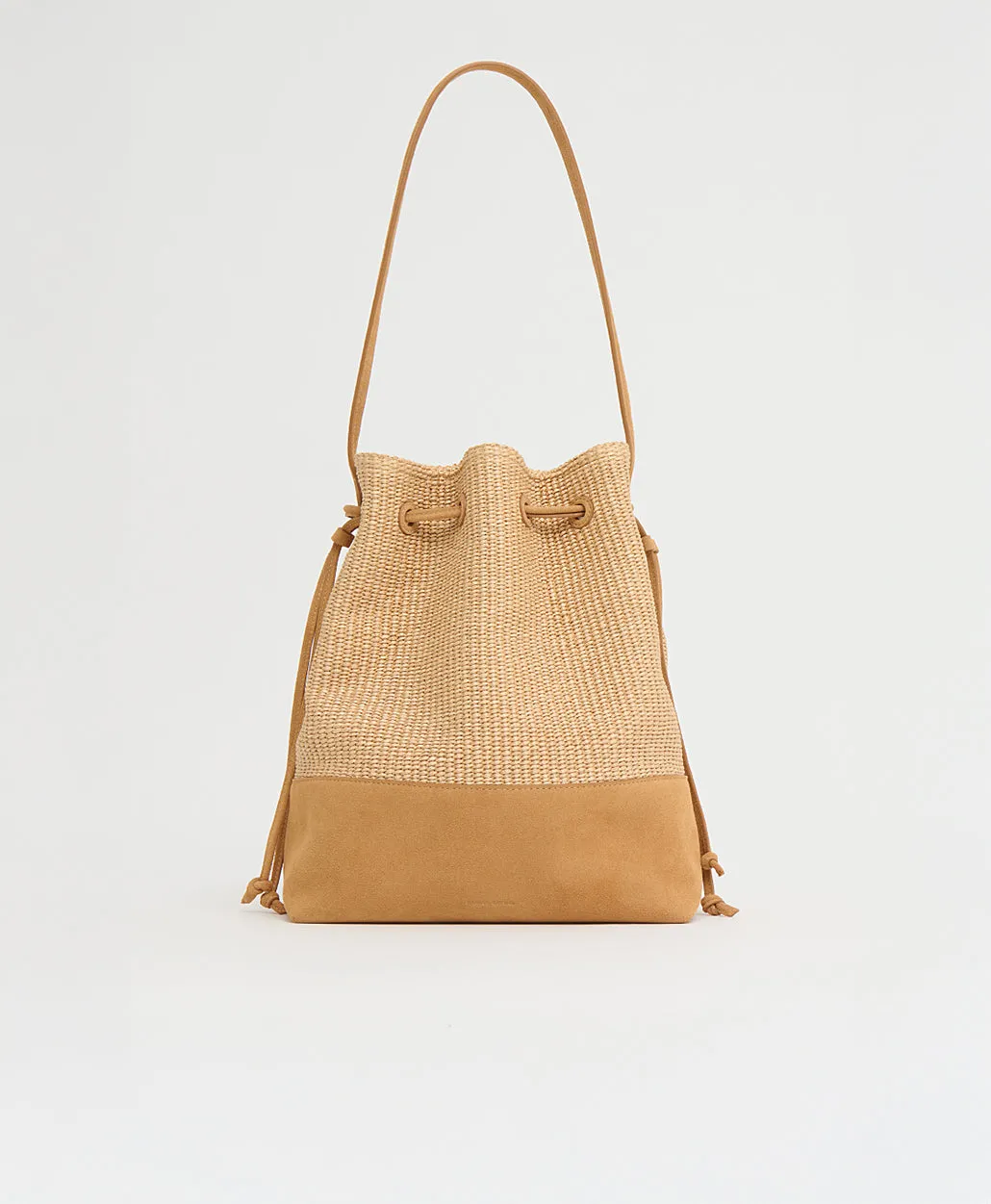 Drawstring Cabas - Natural Raffia/Budino Suede sold by Mansur Gavriel