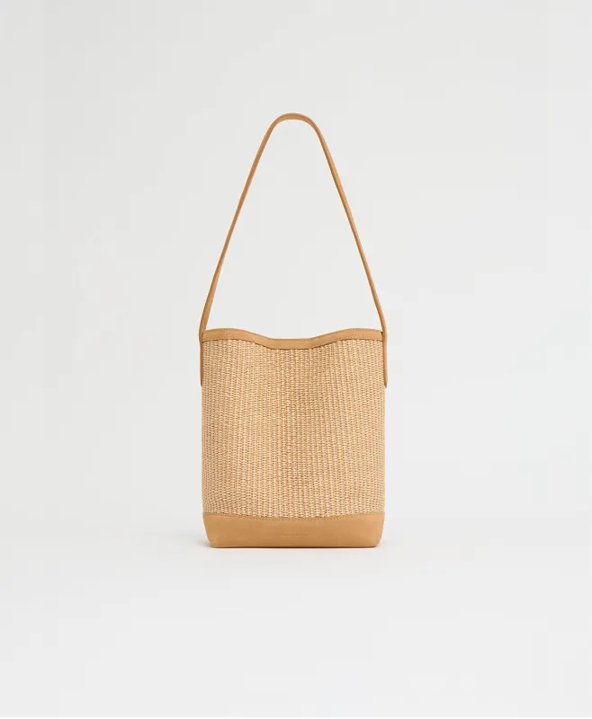 Small Everyday Cabas - Natural Raffia/Budino Suede made by Mansur Gavriel