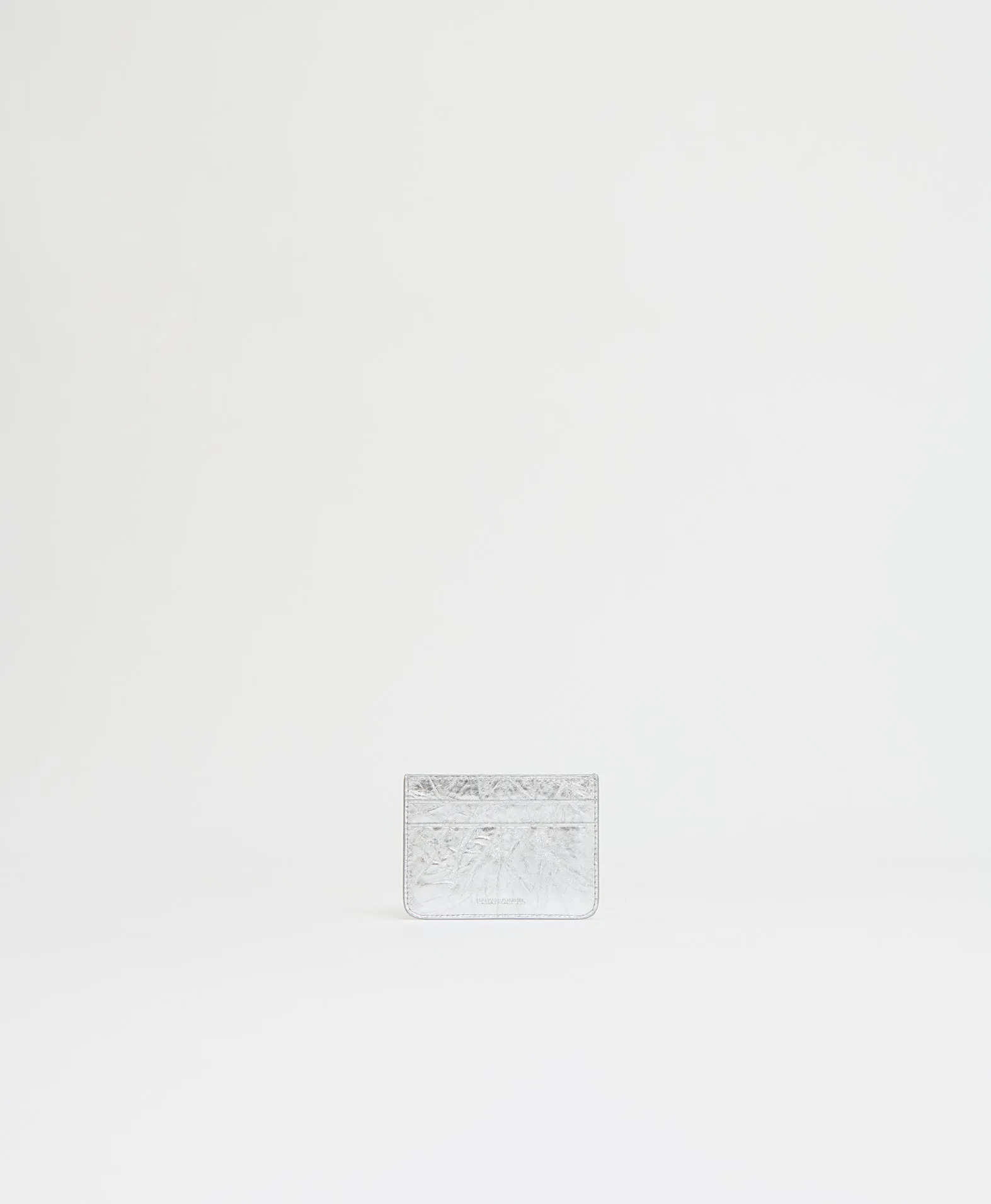 Pocket Card Holder - Crinkled Silver sold by Mansur Gavriel