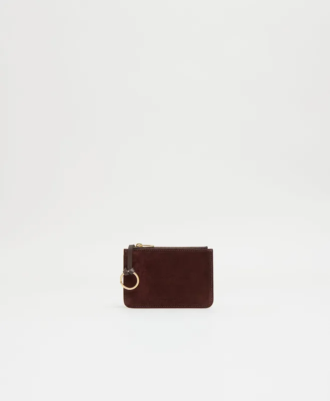 Keychain Zip Case - Chocolate Suede made by Mansur Gavriel