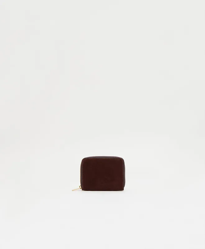 Zip Around Card Case - Chocolate Suede made by Mansur Gavriel