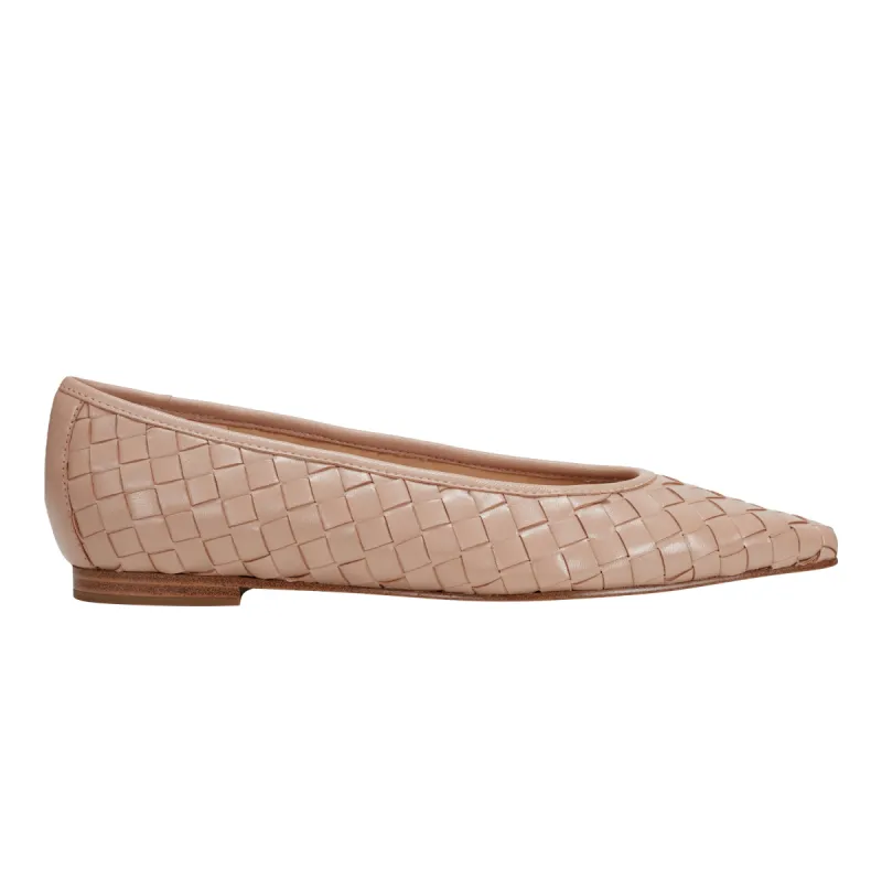 Damaria Leather Woven Flat sold by Marc Fisher