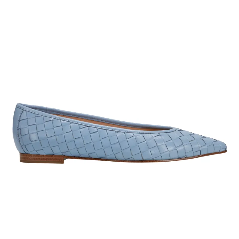 Damaria Leather Woven Flat sold by Marc Fisher