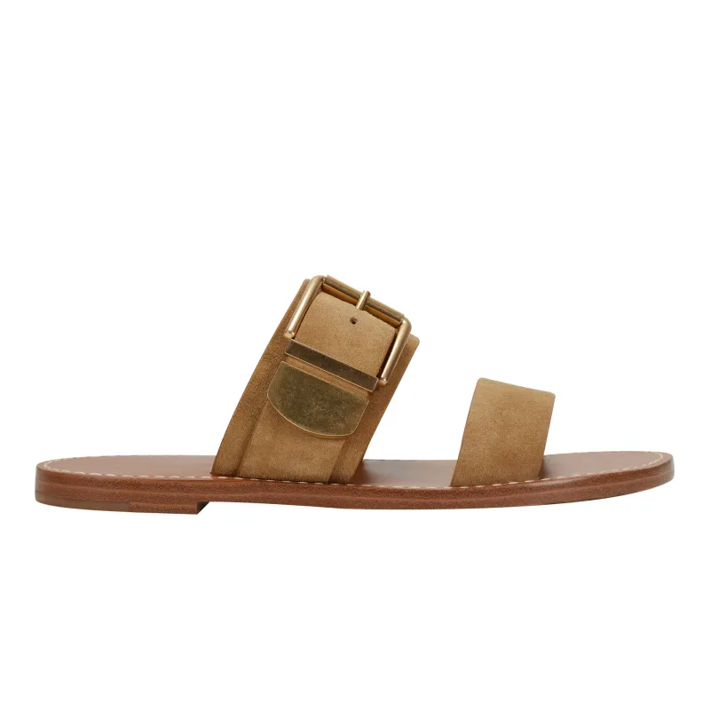 Hallyn Leather Flat Slide Sandal made by Marc Fisher