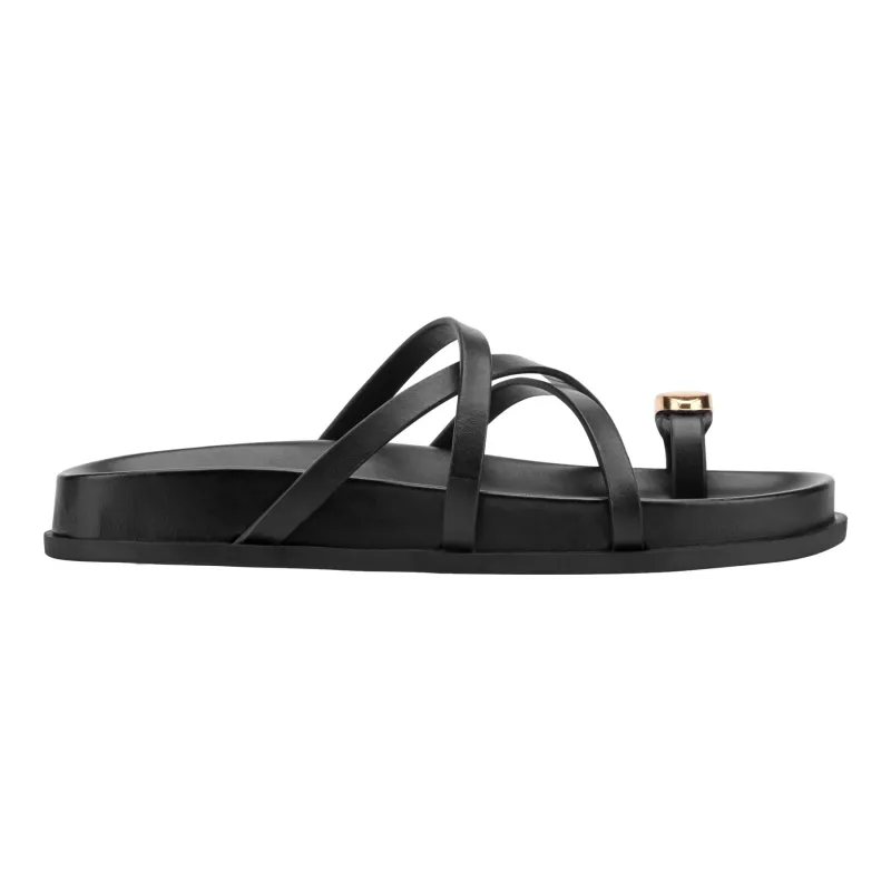 Braidey Strappy Flat Leather Sandal made by Marc Fisher