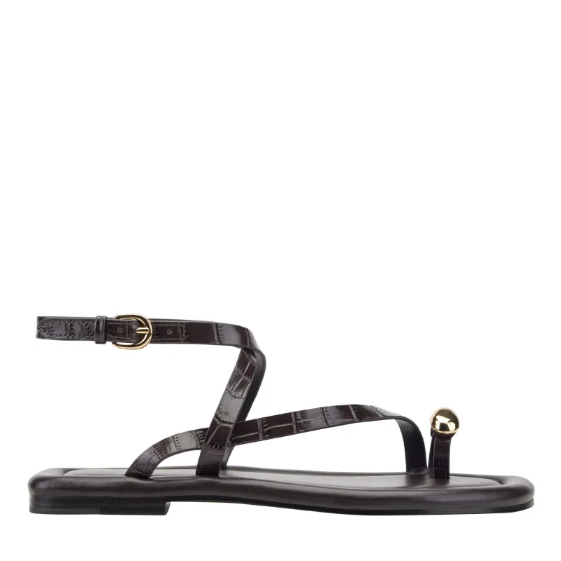 Gynnie Flat Leather Sandal made by Marc Fisher