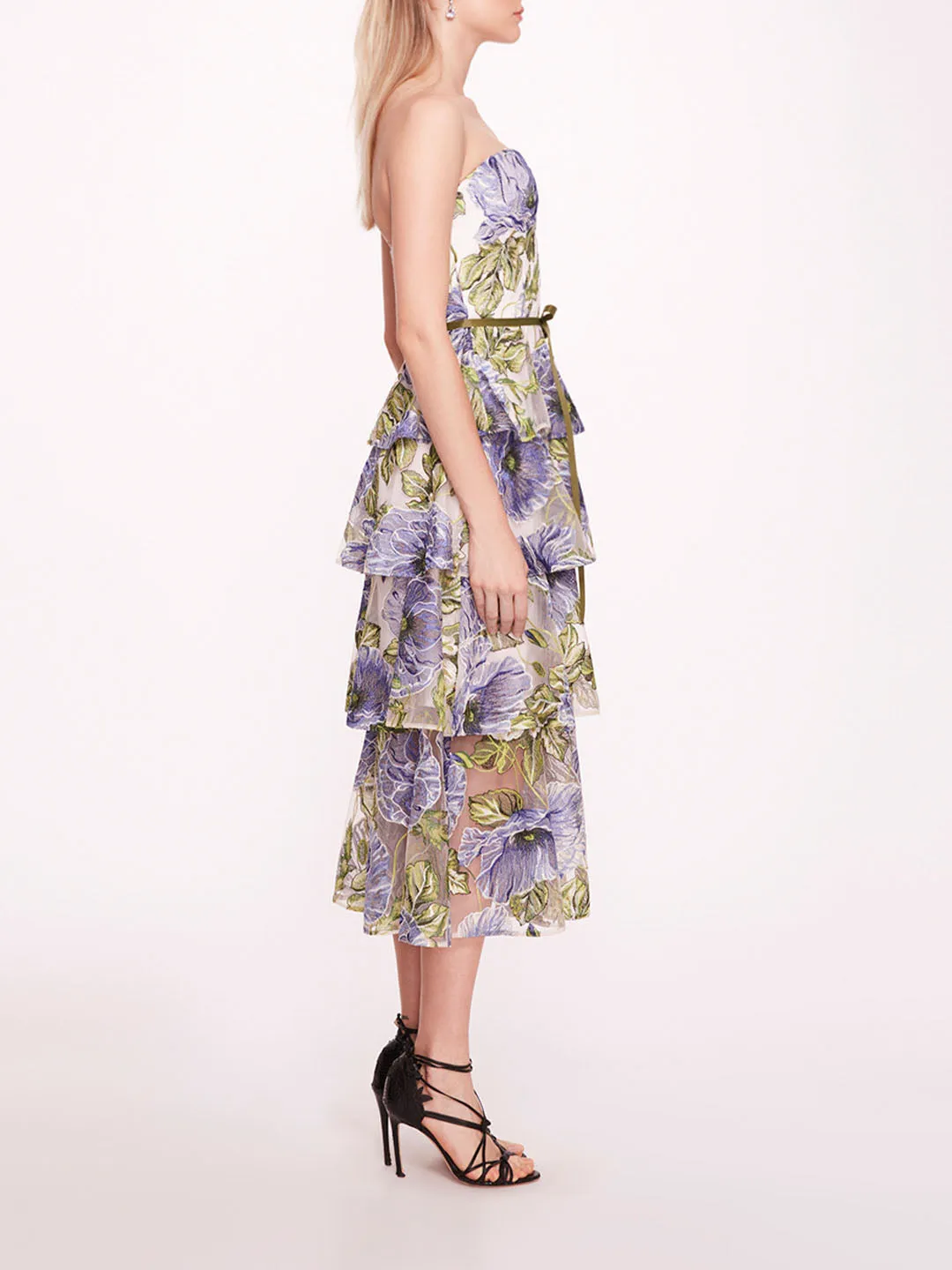Embroidered Plunging Midi Dress sold by Marchesa product image thumbnail 3