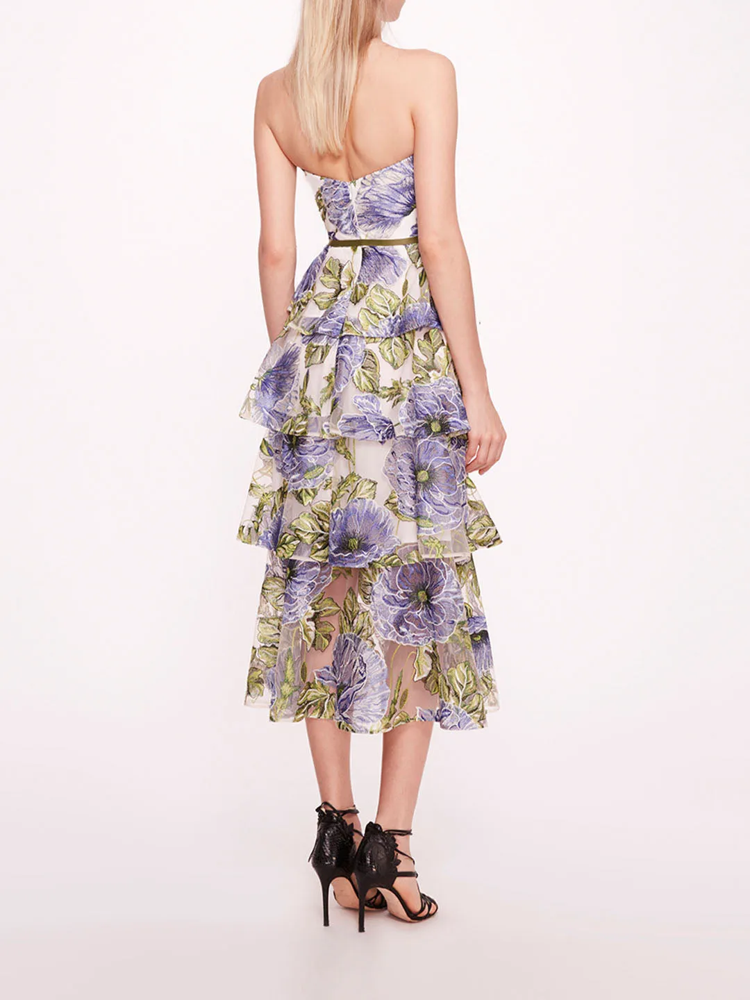 Embroidered Plunging Midi Dress sold by Marchesa product image thumbnail 2