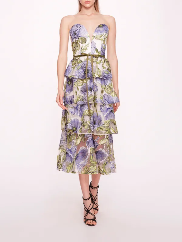 Embroidered Plunging Midi Dress sold by Marchesa