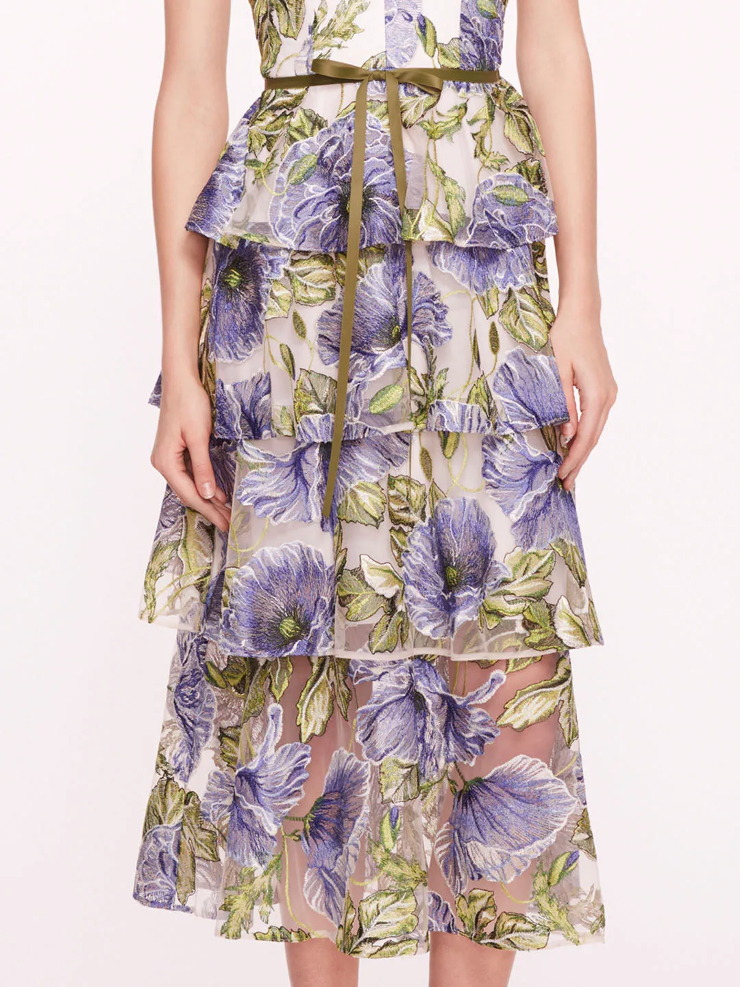 Embroidered Plunging Midi Dress sold by Marchesa product image thumbnail 4