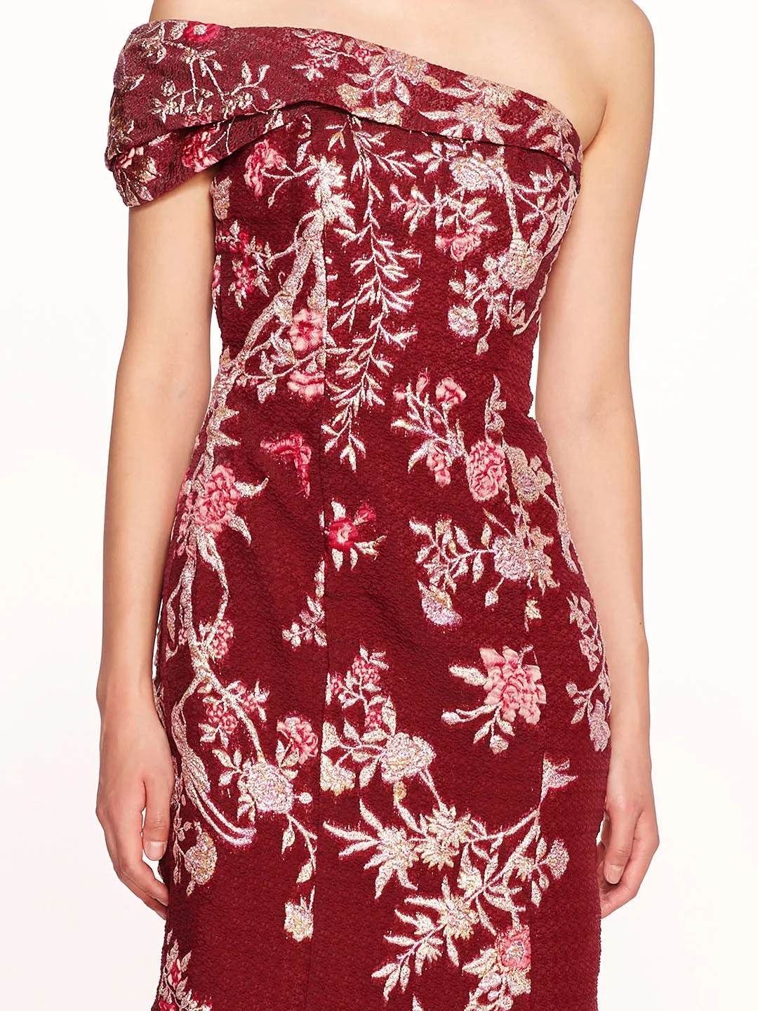 One Shoulder Gilded Midi Dress sold by Marchesa product image thumbnail 4