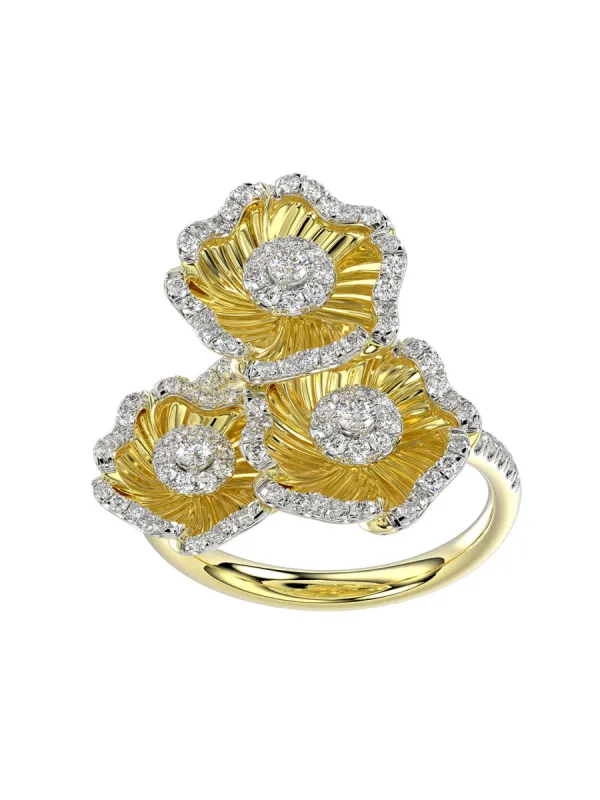 Halo Flower Yellow Gold Ring sold by Marchesa