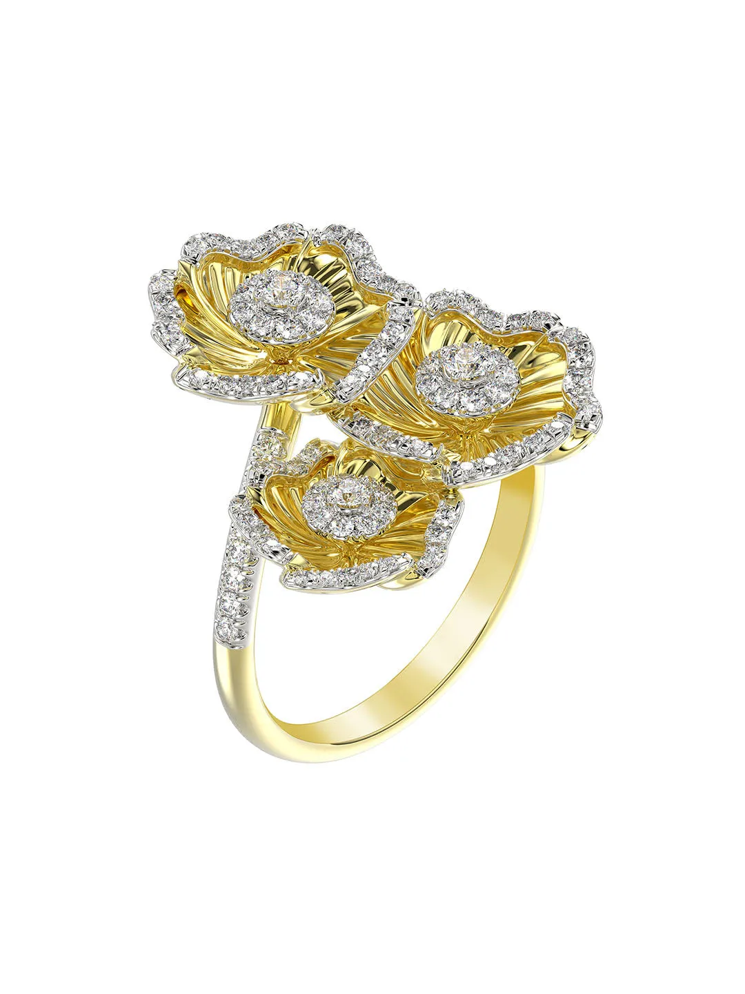 Halo Flower Yellow Gold Ring sold by Marchesa product image thumbnail 3