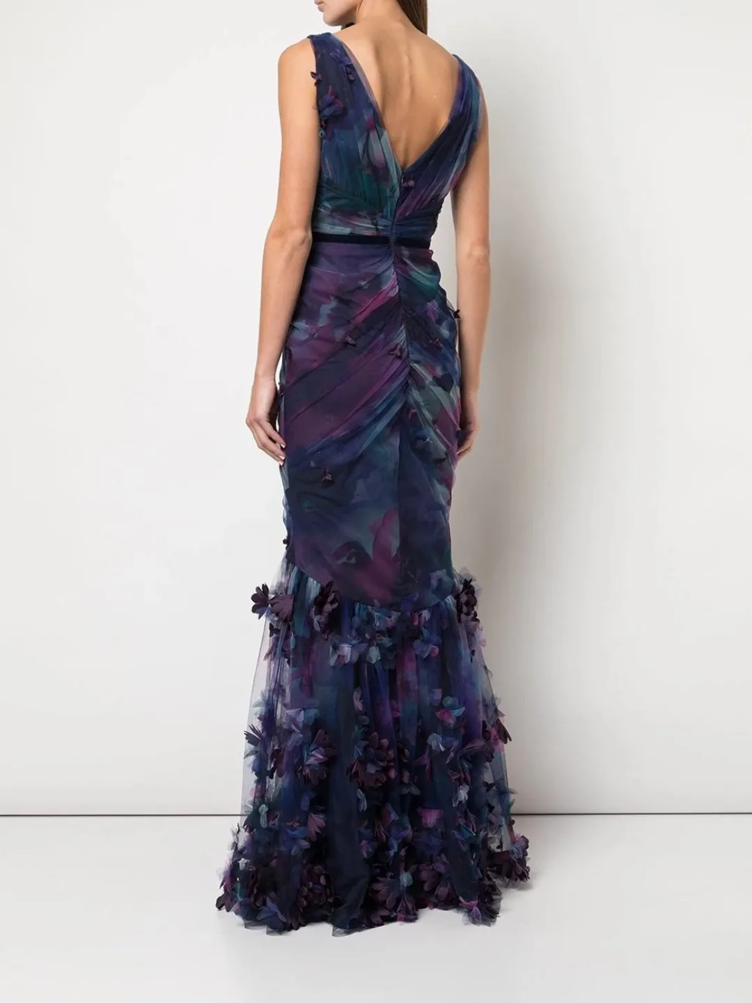 Fit-to-Flare 3D Floral Print Gown sold by Marchesa product image thumbnail 3