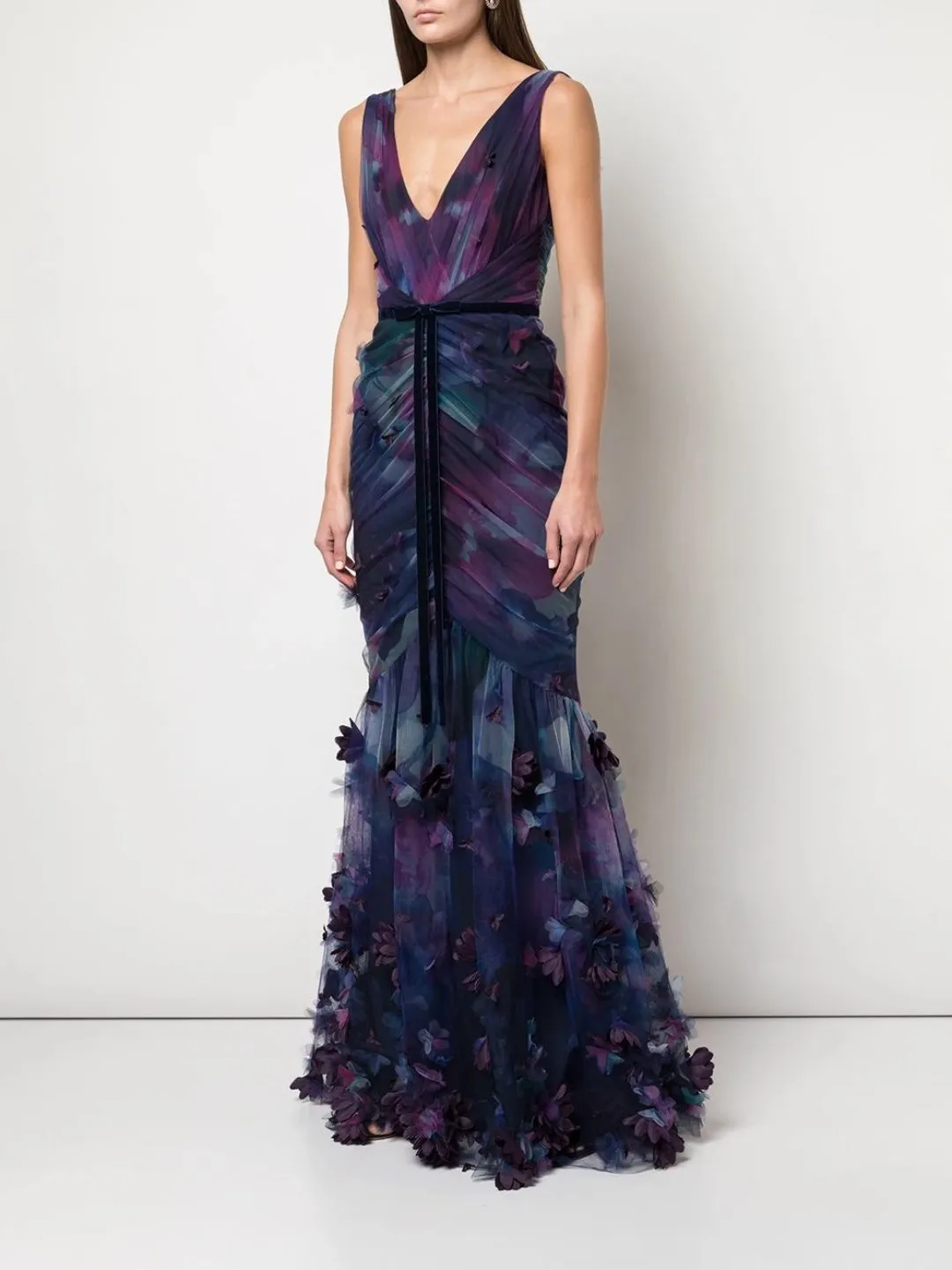 Fit-to-Flare 3D Floral Print Gown sold by Marchesa product image thumbnail 2