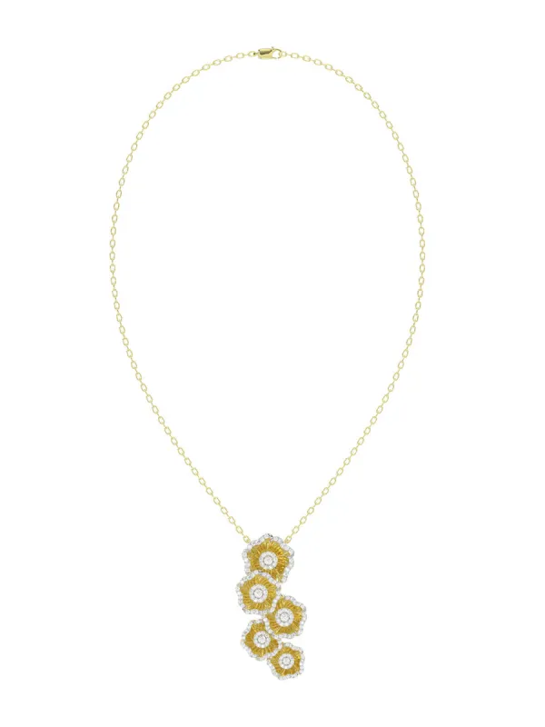 Halo Flower Yellow Gold Necklace sold by Marchesa