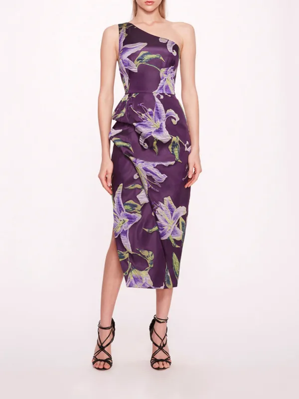 One Shoulder Drape Midi Dress sold by Marchesa