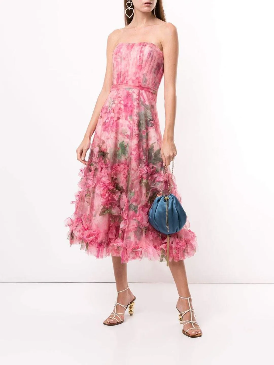 Floral Print Ruffled Trim Gown sold by Marchesa