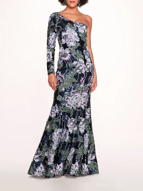 One Shoulder Sequin Gown made by Marchesa