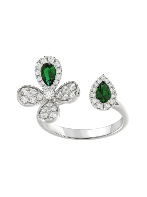 Floral White Gold Ring sold by Marchesa