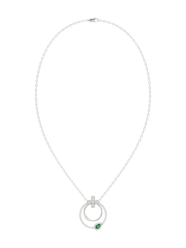 Floral White Gold Pendant Necklace sold by Marchesa