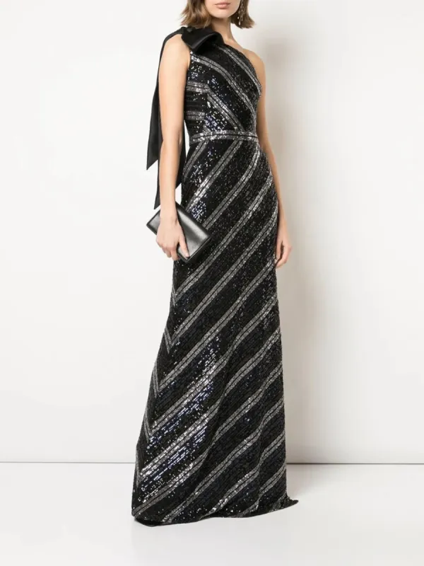 One Shoulder Sequin Slim Gown sold by Marchesa