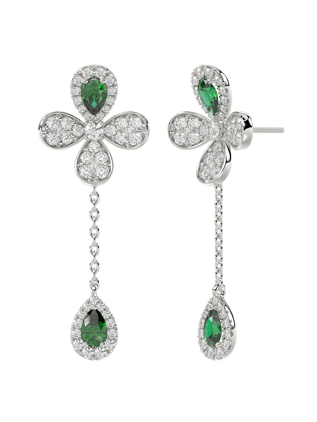 Floral White Gold Drop Earrings sold by Marchesa product image thumbnail 2