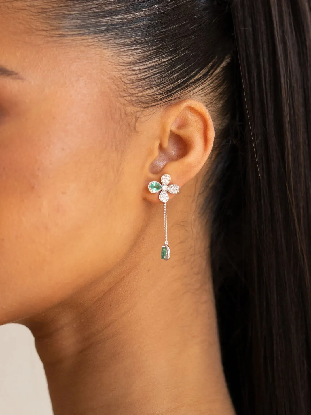 Floral White Gold Drop Earrings sold by Marchesa product image thumbnail 3